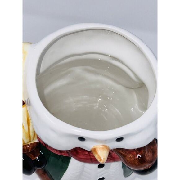 nib Vintage Snowman Cookie Jar 11" Hand Painted Ceramic Christmas Holiday - Picture 10 of 11